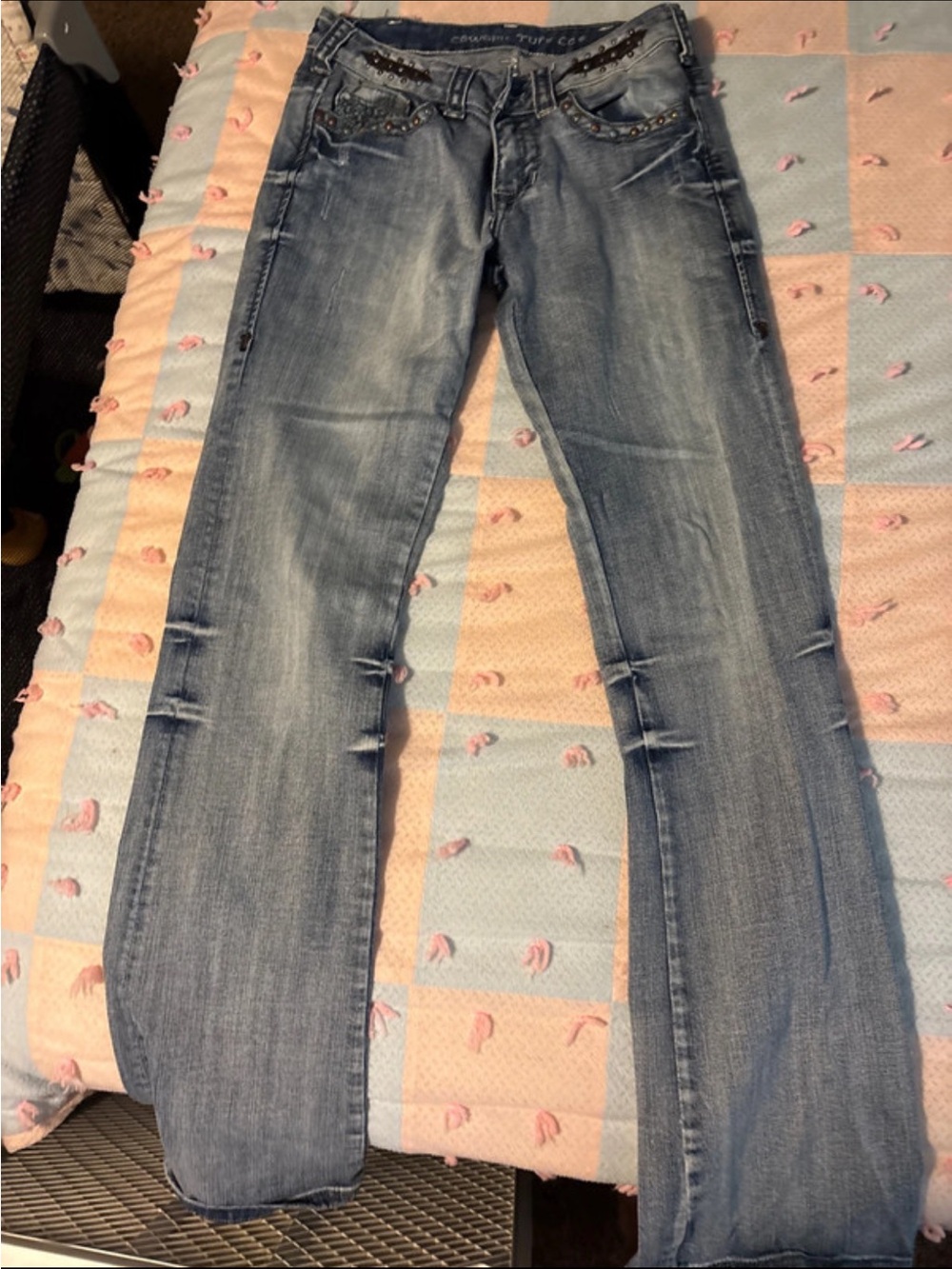 Cowgirl Tuff Light Blue Boot Cut Jeans with Stud Detail